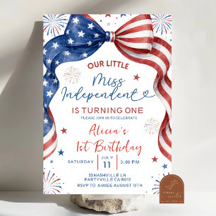 Bow Our Miss Independant Birthday Invitation