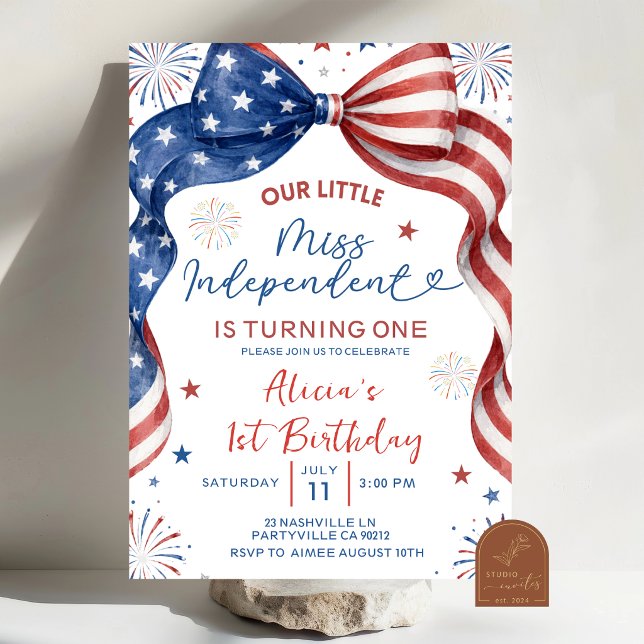 Bow Our Miss Independant Birthday Invitation (Creator Uploaded)