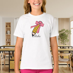 Bow pencil custom name back to school T-Shirt