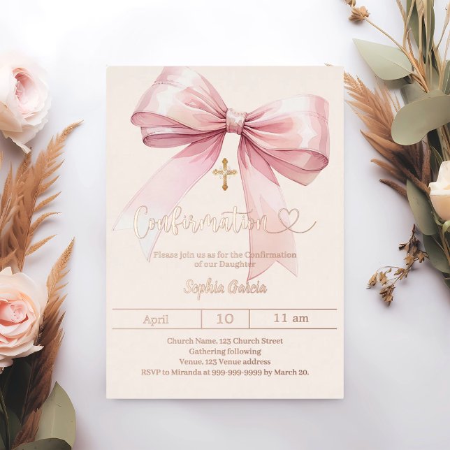 Bow pink girl cream elegant Confirmation rose gold (Creator Uploaded)
