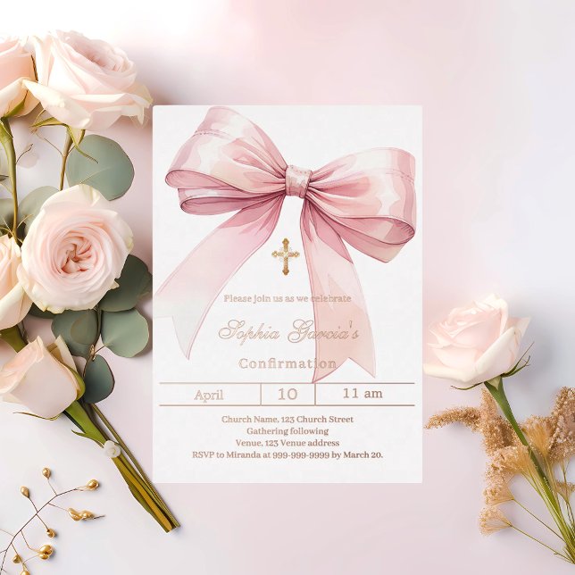 Bow pink girl rose gold Confirmation (Creator Uploaded)