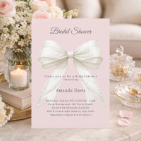 Bow pink ivory pearls beige Bridal Shower