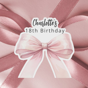 Bow pink white elegant Birthday