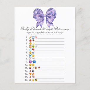 Bow polka dot baby shower Emoji picture game