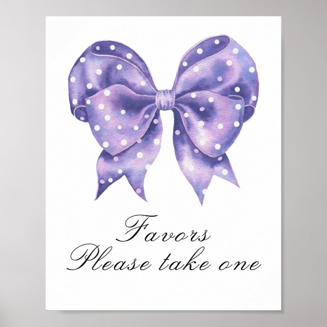 bow polka dot baby shower - favours poster (Front)