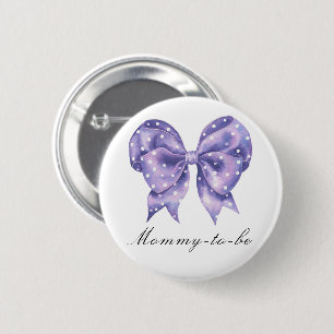 Bow Polka Dot Baby Shower - Mummy to be 6 Cm Round Badge