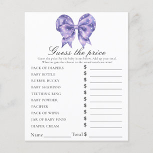 Bow polka dot baby shower - Price Guess Game