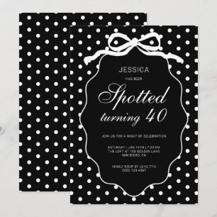 Bow Polka Dot Spotted Turning 40th Birthday Party Invitation