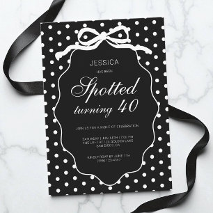 Bow Polka Dot Spotted Turning 40th Birthday Party Invitation