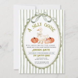 Bow Preppy Sage Fall Silly Goose Baby Shower Invitation