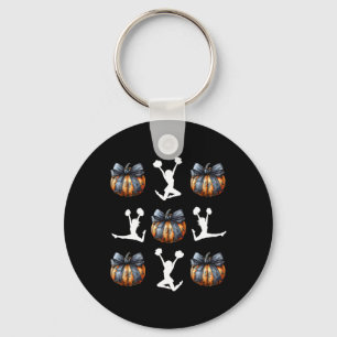 Bow Pumpkin Cheer Coach Halloween Fall Cheerleadin Key Ring