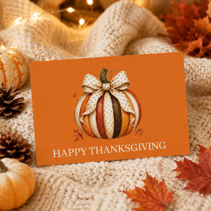 Bow Pumpkin Personalised Happy Thanksgiving Card