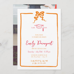 Bow quirky graduation 3 photos invitation