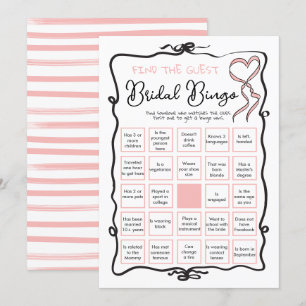 Bow Ribbon Bridal Shower Find the Guest BINGO Invitation