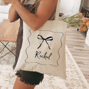 Bow Ribbon Elegant Personalised Bridesmaid Tote Bag