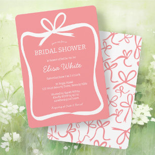 Bow Ribbon Frame Elegant Bridal Shower CUSTOM  Invitation