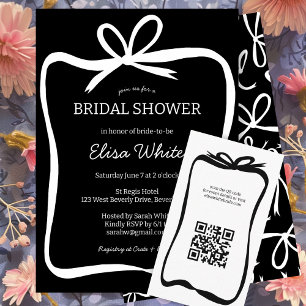 Bow Ribbon Frame Elegant Bridal Shower CUSTOM Invitation