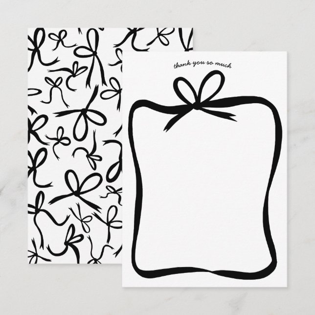 Bow Ribbon Frame Elegant Bridal Shower CUSTOM  Thank You Card (Front/Back)