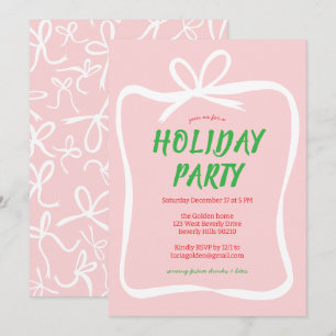 Bow Ribbon Frame Holiday Christmas Party CUSTOM  Invitation
