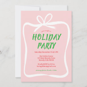 Bow Ribbon Frame Holiday Christmas Party CUSTOM  Invitation