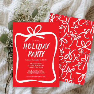 Bow Ribbon Frame Holiday Christmas Party CUSTOM Invitation