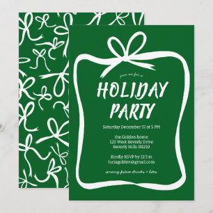 Bow Ribbon Frame Holiday Christmas Party CUSTOM  Invitation