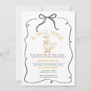 Bow Ribbon Gender Neutral Goose Baby Shower  Invitation