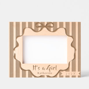 Bow Ribbon Its a Girl Etched Frames