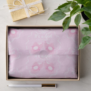 Bow Ribbon Its a Girl Pink Tissue Paper