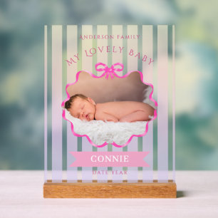 Bow Ribbon New Born Baby Girl Acrylic Sign