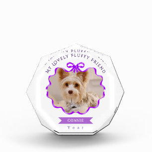 Bow Ribbon Pet Memory Photo Purple Block