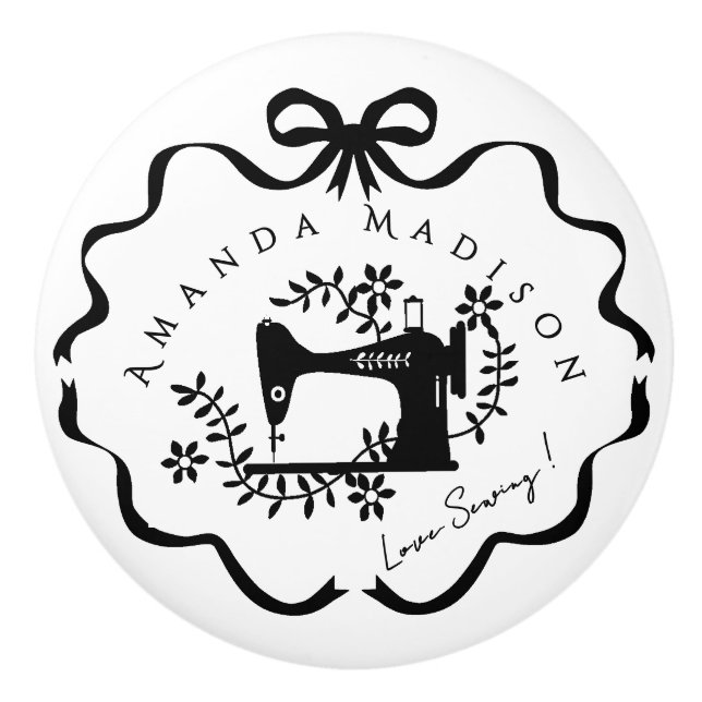 Bow Ribbon Sewing  Ceramic Knob (Front)