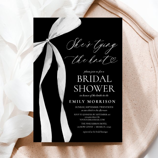 Bow Ribbon She's Tying the Knot Bridal Shower Invitation (Creator Uploaded)