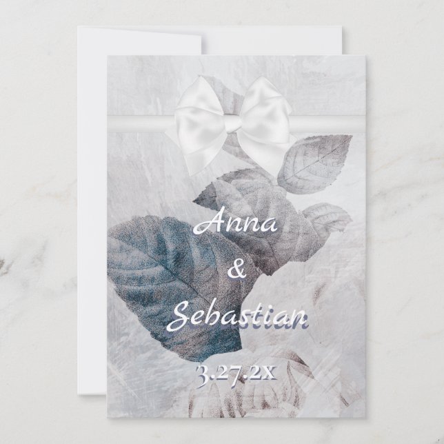 *~ Bow Romance AR26 Flower QR  RSVP Wedding Invitation (Front)