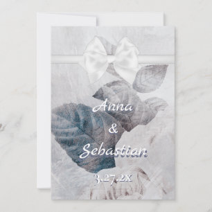 *~ Bow Romance AR26 Flower QR  RSVP Wedding Invitation