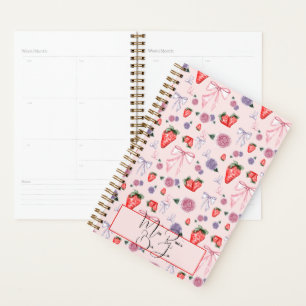 Bow, rose and strawberry coquette pattern planner