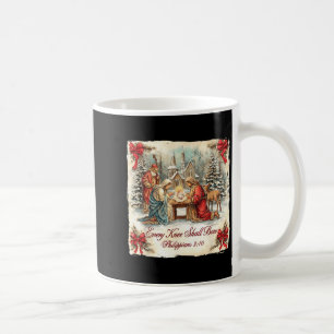Bow Santa Christmas Nativity Scene Every Knee Shal Coffee Mug