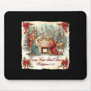 Bow Santa Christmas Nativity Scene Every Knee Shal Mouse Mat