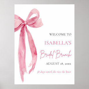 Bow She's Tying the Knot Bridal Brunch Welcome Poster