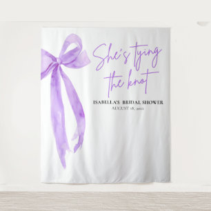 Bow She's Tying the Knot Bridal Shower Backdrops Tapestry