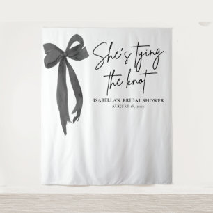 Bow She's Tying the Knot Bridal Shower Backdrops Tapestry
