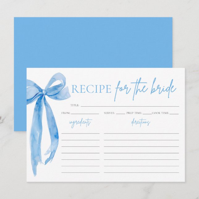 Bow She's Tying the Knot Bridal Shower Recipe Card (Front/Back)