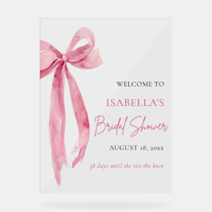 Bow She's Tying the Knot Bridal Shower Welcome Acrylic Sign