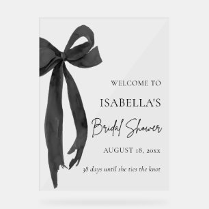 Bow She's Tying the Knot Bridal Shower Welcome Acrylic Sign