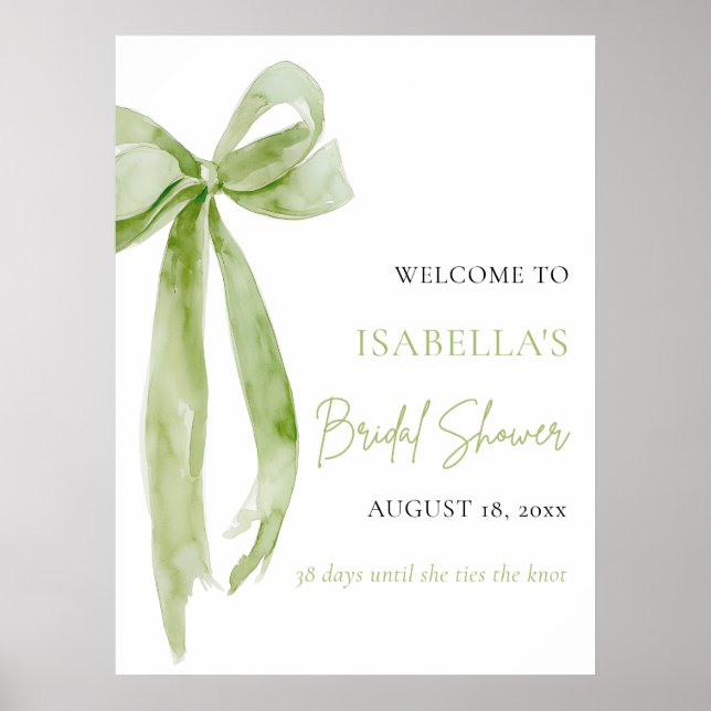 Bow She's Tying the Knot Bridal Shower Welcome Poster (Front)