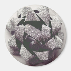 Bow silver grey present party bow magnet