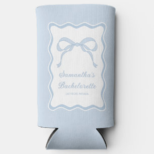 Bow Something Blue Bachelorette Party Seltzer Can Cooler