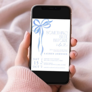 Bow Something Blue Before I Do Bridal Shower Invitation
