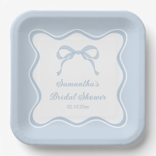 Bow Something Blue Before I Do Bridal Shower Paper Plate