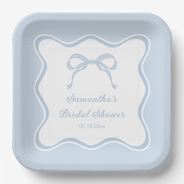 Bow Something Blue Before I Do Bridal Shower Paper Plate (Front)